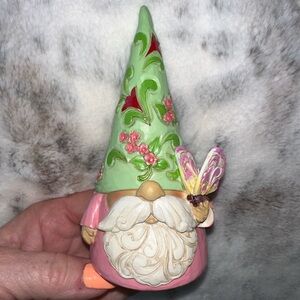 Enesco Jim Shore Gnome with Green Hat and Pink Robe